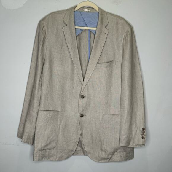 Peter Millar 100% Linen Summer Two Button Blazer Suit Jacket Beige XL - Picture 1 of 12